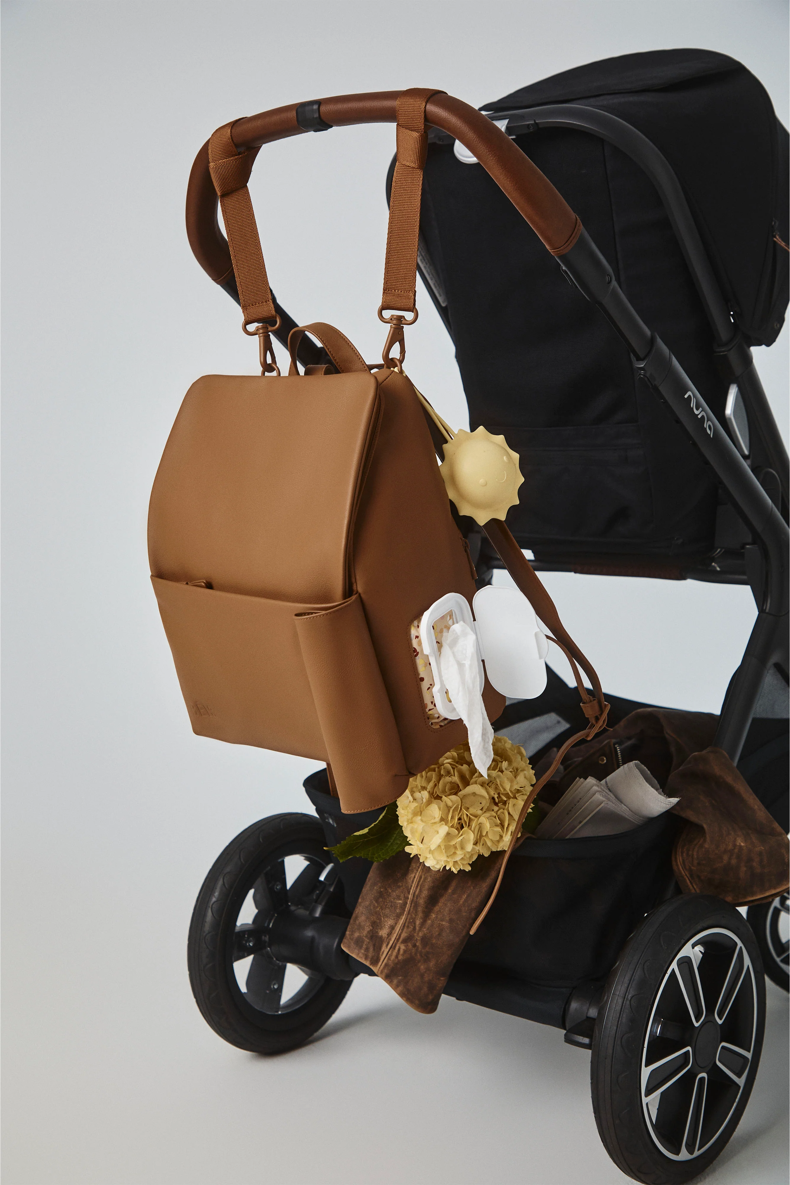 The Everyday Diaper Backpack in Camel Vegan Leather - Image 8