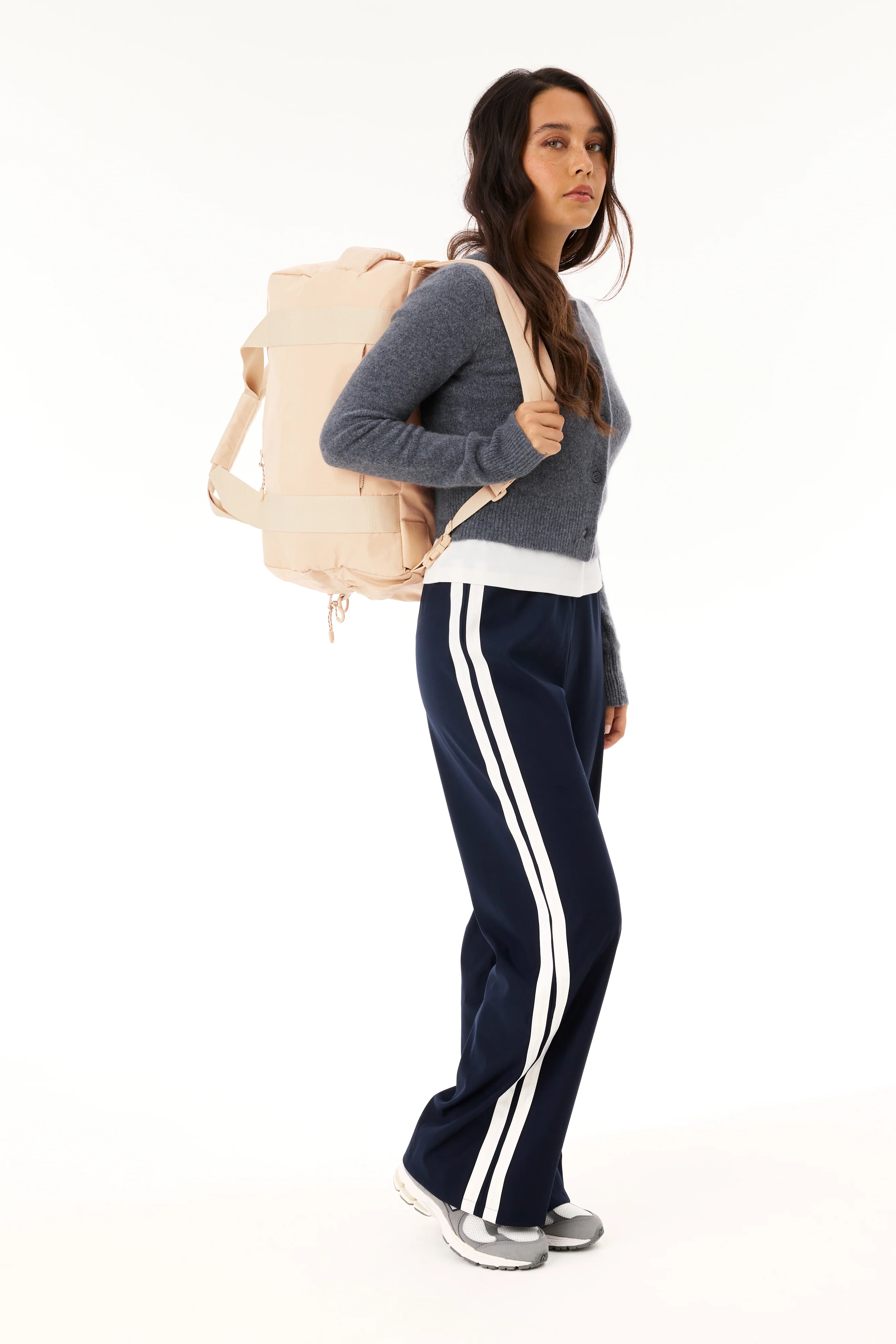 The Sport Duffle Backpack in Beige - Image 4
